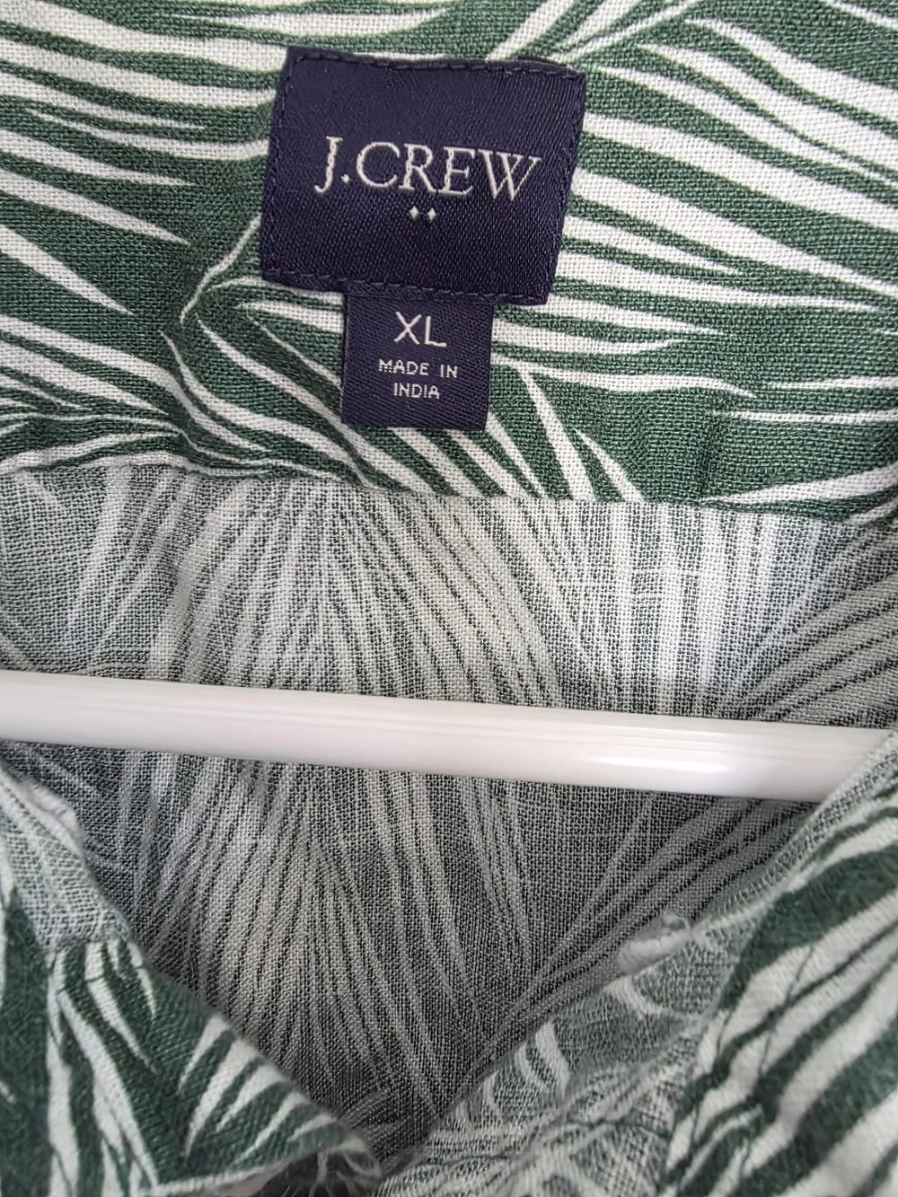 J. Crew Green Leaf Print Short-Sleeve Button-Up Shirt